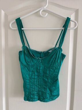 Marciano Teal Satin Corset Tank